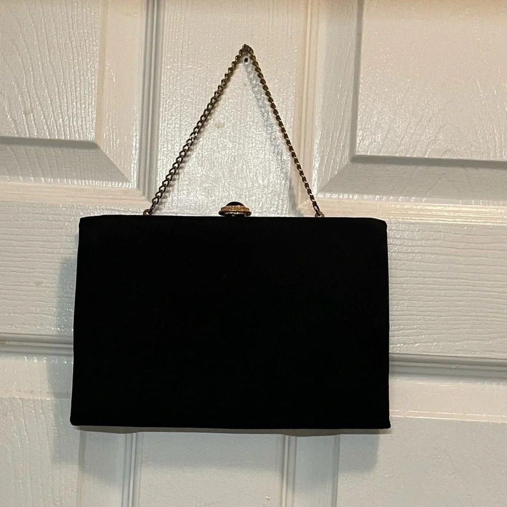 Vintage from the 50s L & M Spot Lite Black Clutch, Evening Purse, Hand Bag